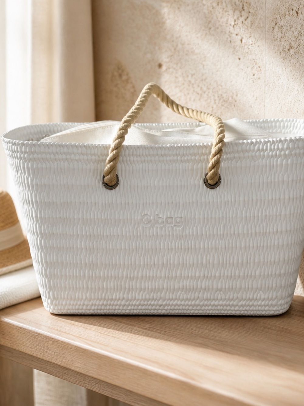 O bag EVA Beach Tote Bag  Large bag White